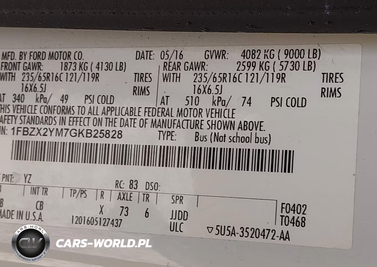 2016 Ford Transit-350 Xl VIN:1FBZX2YM7GKB25828 - 9
