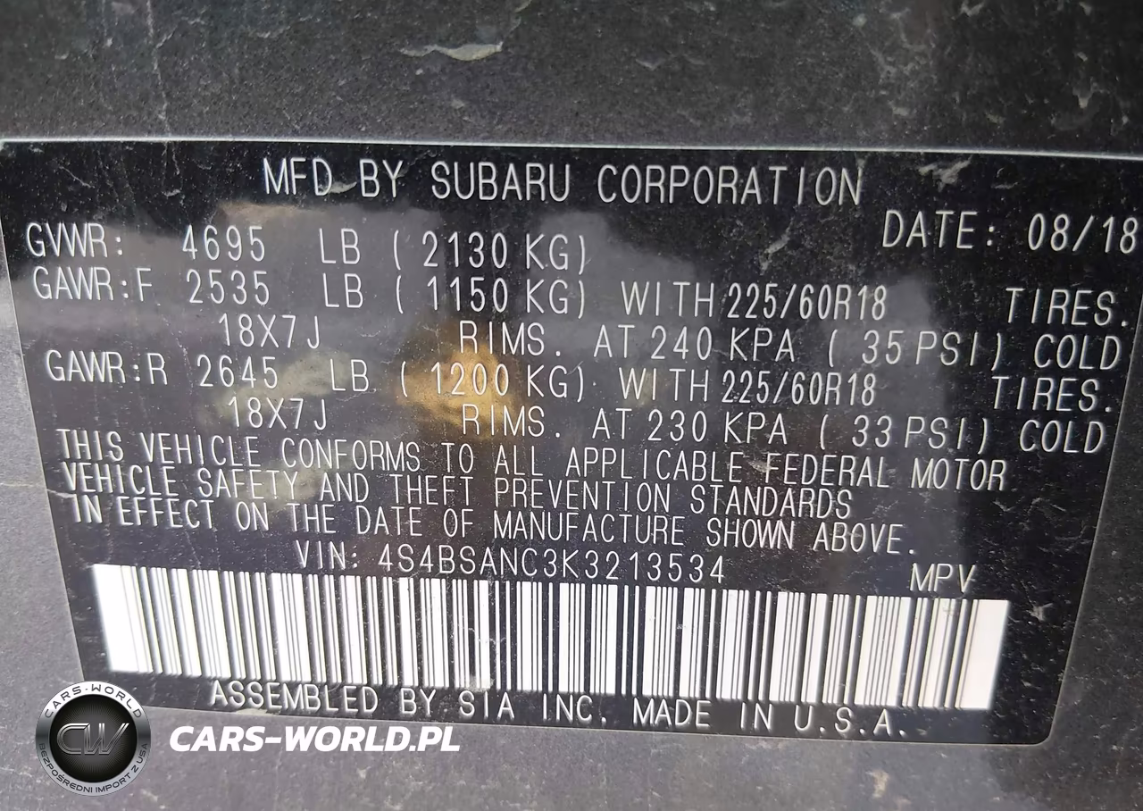 2019 Subaru Outback 2.5I Limited VIN:4S4BSANC3K3213534 - 9