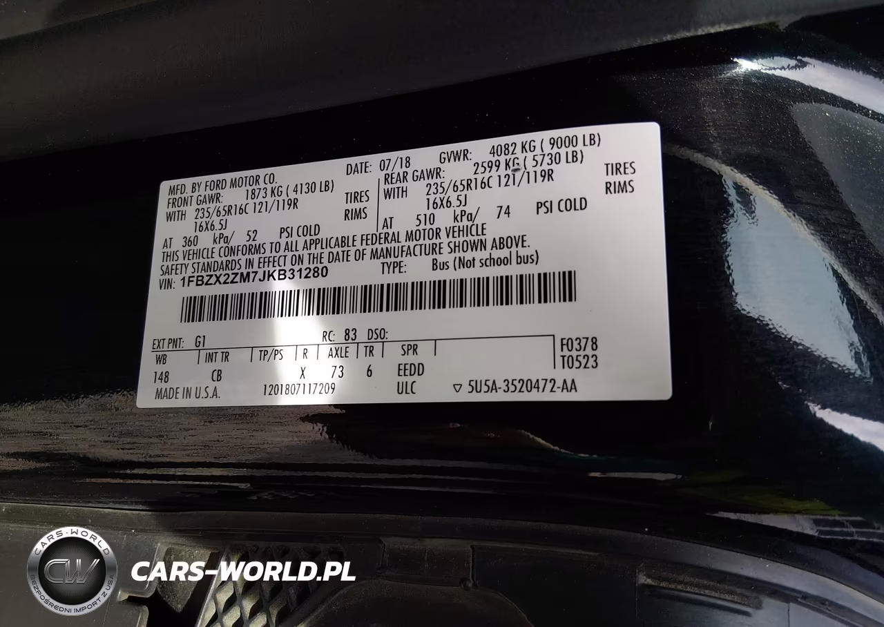 2018 Ford Transit-350 Xl VIN:1FBZX2ZM7JKB31280 - 9