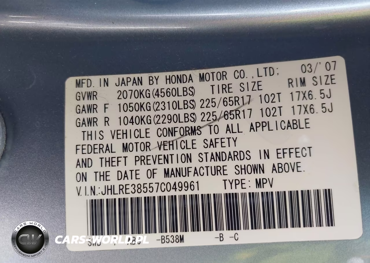 2007 Honda Cr-V Ex VIN:JHLRE38557C049961 - 9