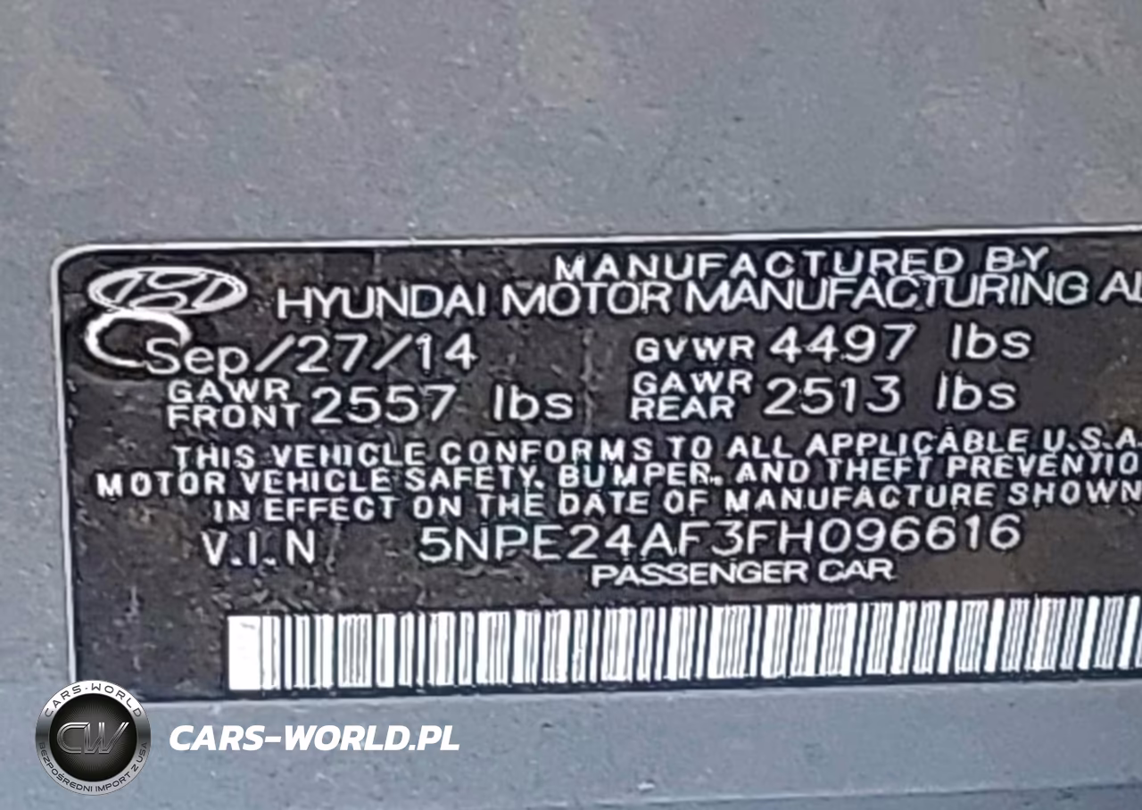 2015 Hyundai Sonata Se VIN:5NPE24AF3FH096616 - 9