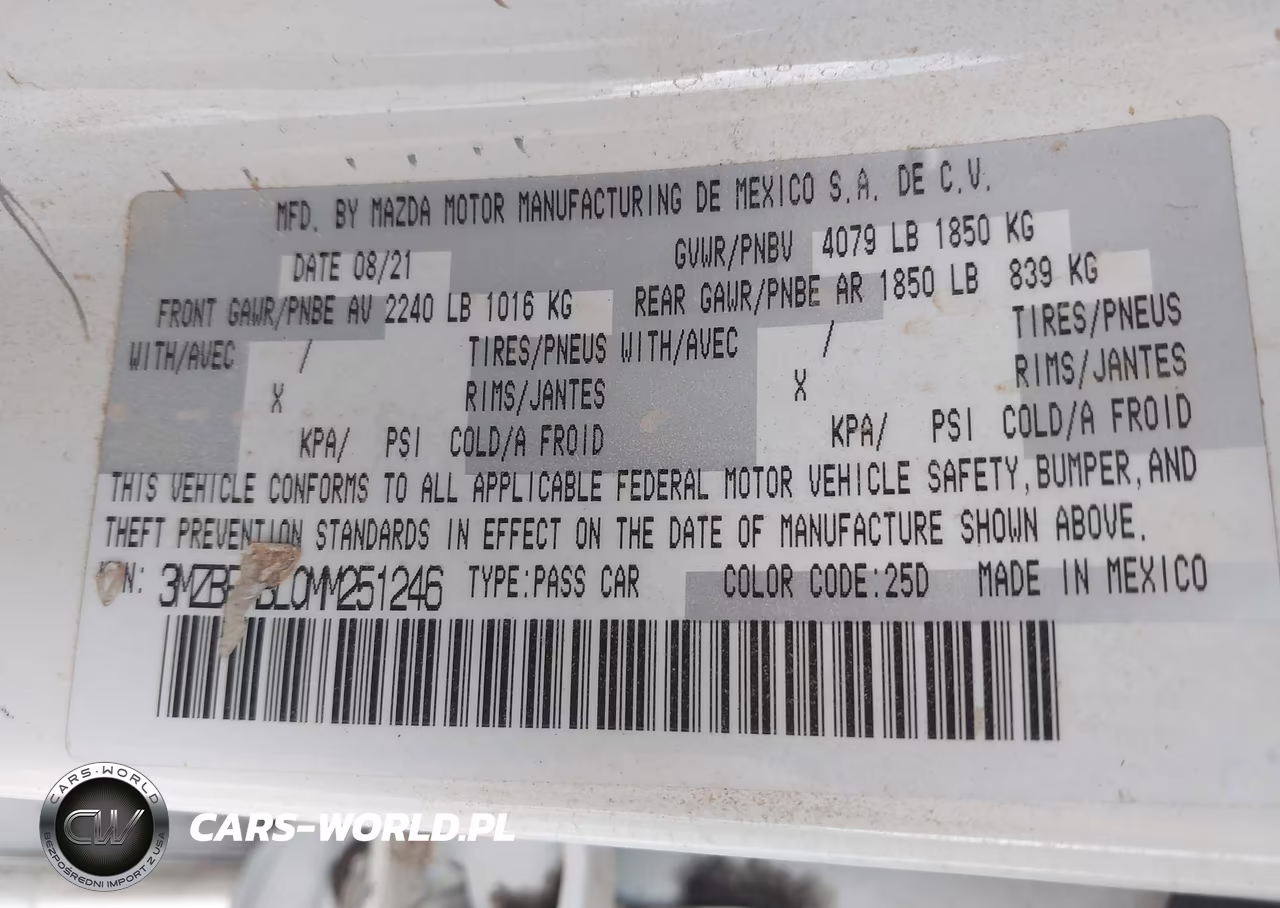 2021 Mazda Mazda3 Select VIN:3MZBPABL0MM251246 - 13