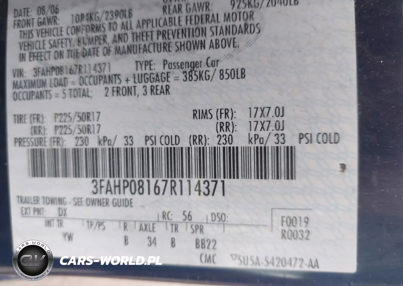 2007 Ford Fusion Sel VIN:3FAHP08167R114371 - 9