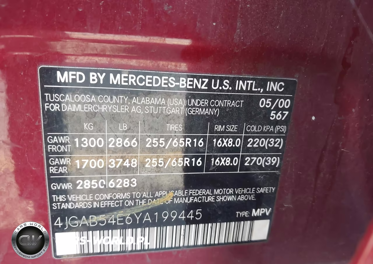 2000 Mercedes-Benz Ml 320 VIN:4JGAB54E6YA199445 - 9