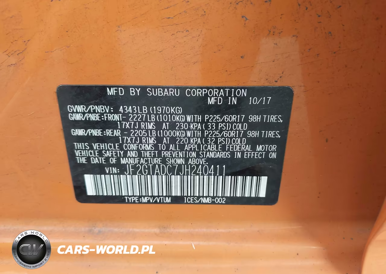 2018 Subaru Crosstrek 2.0I Premium VIN:JF2GTADC7JH240411 - 9