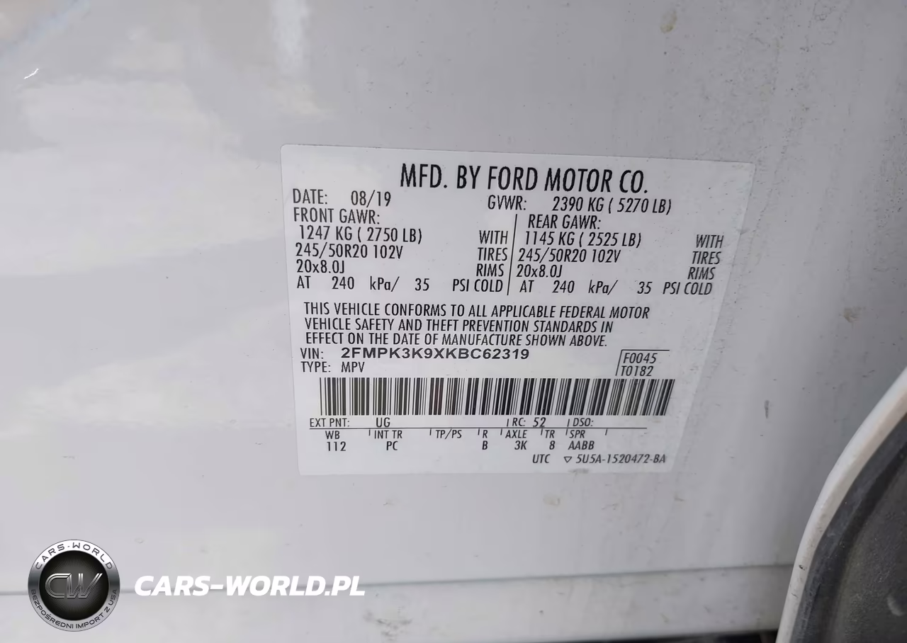 2019 Ford Edge Titanium VIN:2FMPK3K9XKBC62319 - 9
