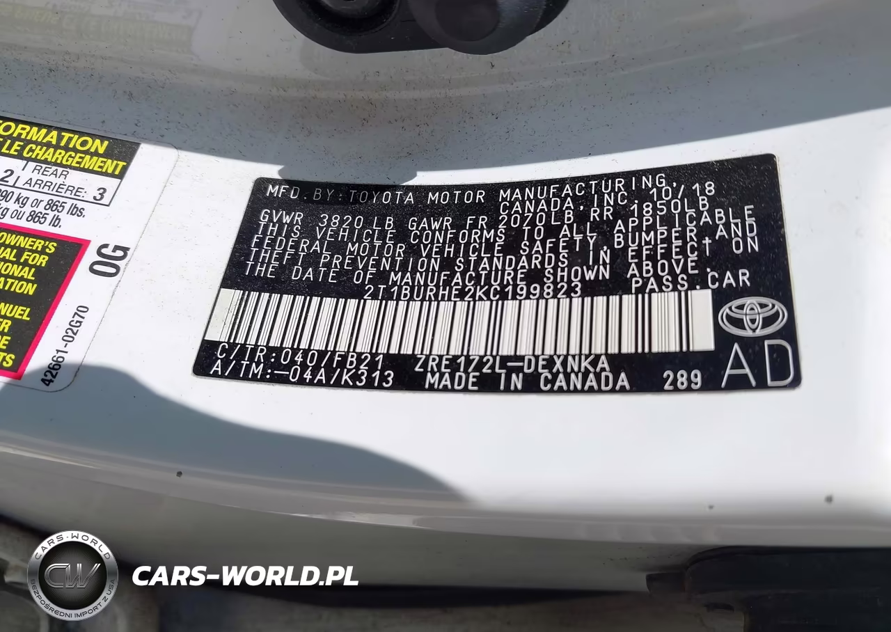 2019 Toyota Corolla Le VIN:2T1BURHE2KC199823 - 9