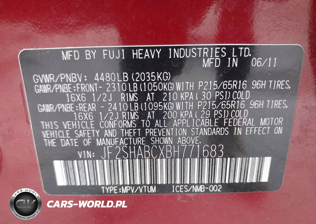 2011 Subaru Forester 2.5X VIN:JF2SHABCXBH771683 - 9