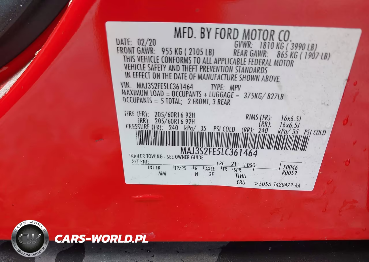 2020 Ford Ecosport S VIN:MAJ3S2FE5LC361464 - 9