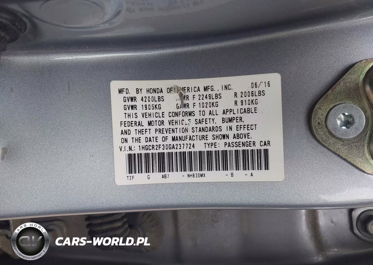 2016 Honda Accord Lx VIN:1HGCR2F30GA237724 - 9
