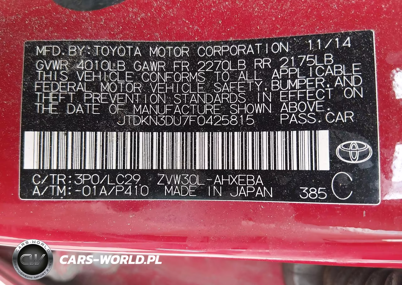 2015 Toyota Prius Persona Series Special Edition VIN:JTDKN3DU7F0425815 - 9