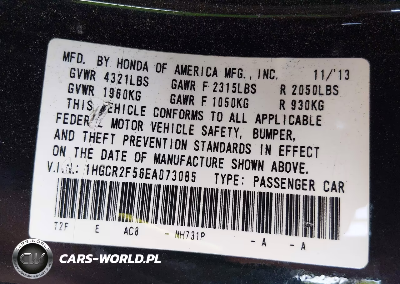 2014 Honda Accord Sport VIN:1HGCR2F56EA073085 - 9