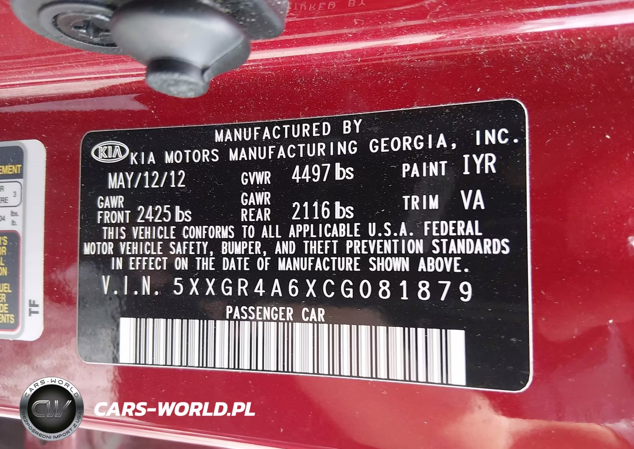 2012 Kia Optima Sx VIN:5XXGR4A6XCG081879 - 9