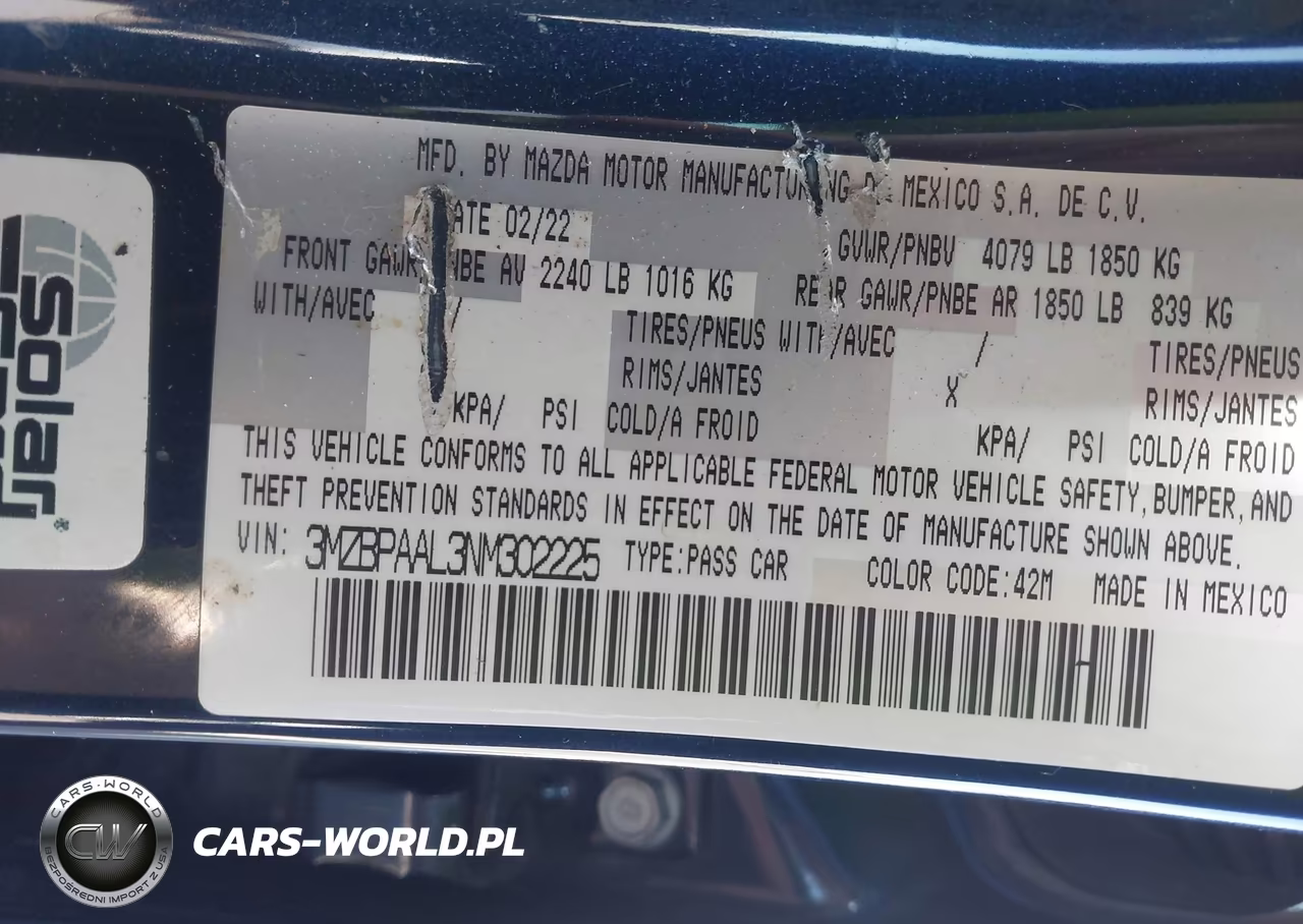 2022 Mazda Mazda3 2.5 S VIN:3MZBPAAL3NM302225 - 9