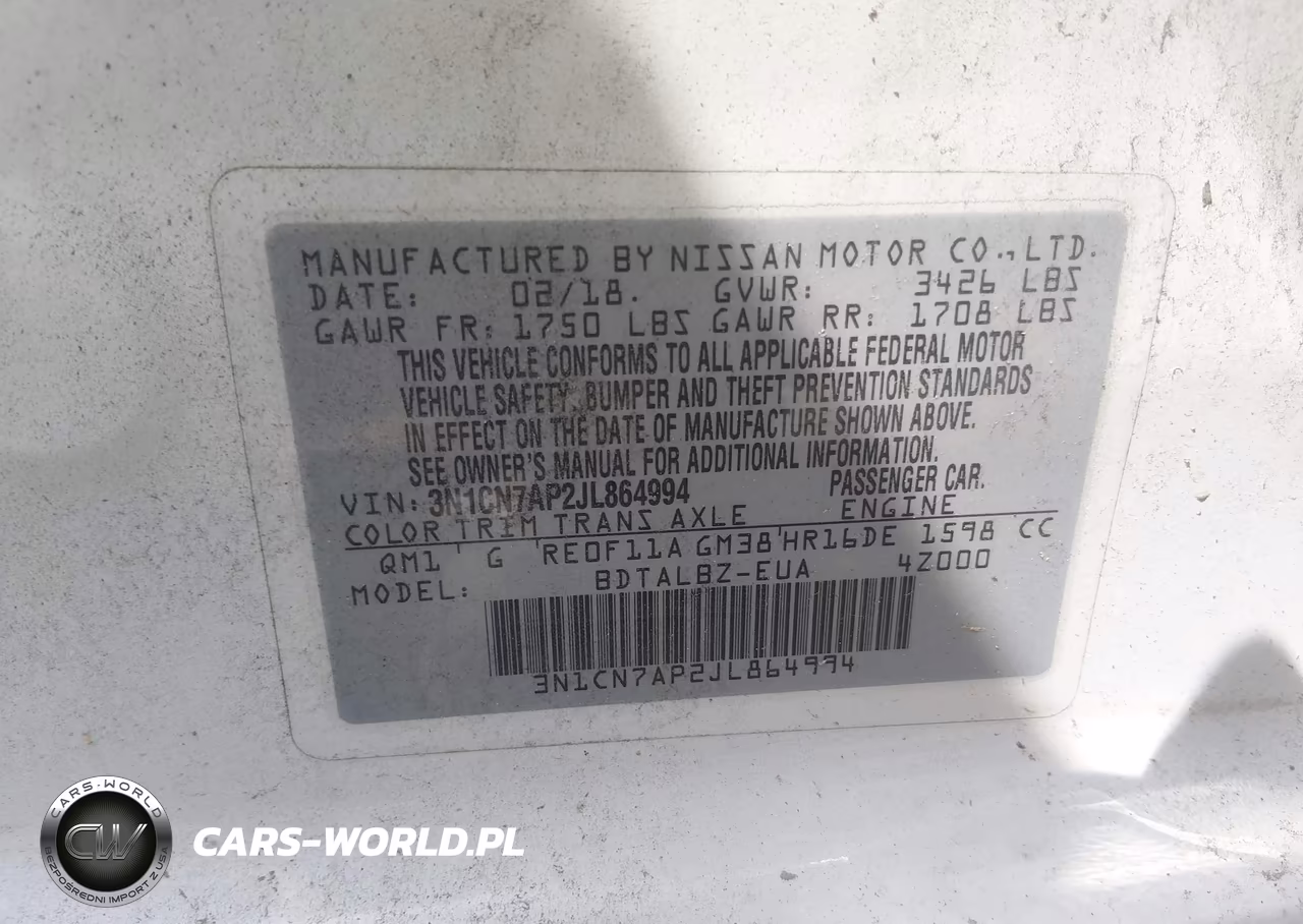 2018 Nissan Versa 1.6 Sv VIN:3N1CN7AP2JL864994 - 9