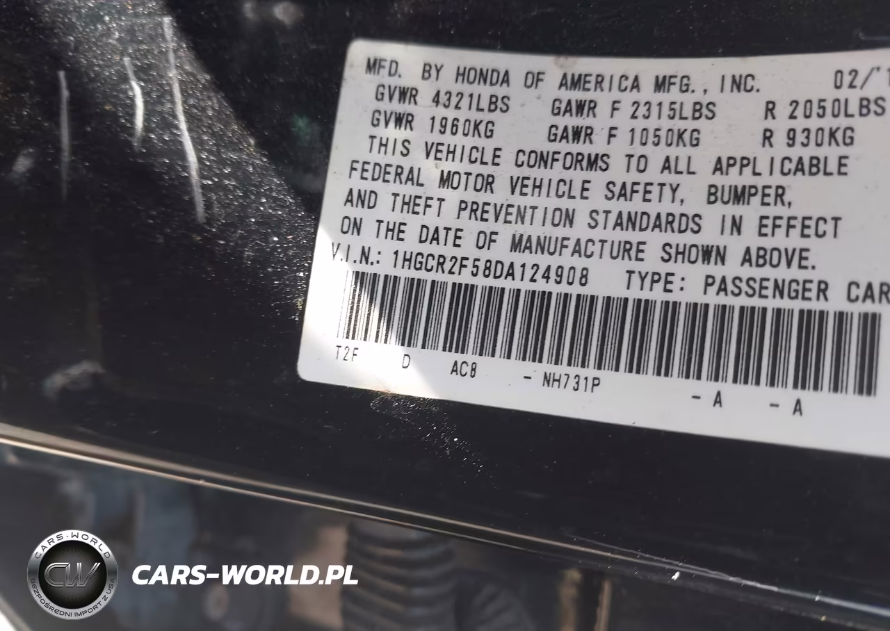 2013 Honda Accord Sport VIN:1HGCR2F58DA124908 - 9