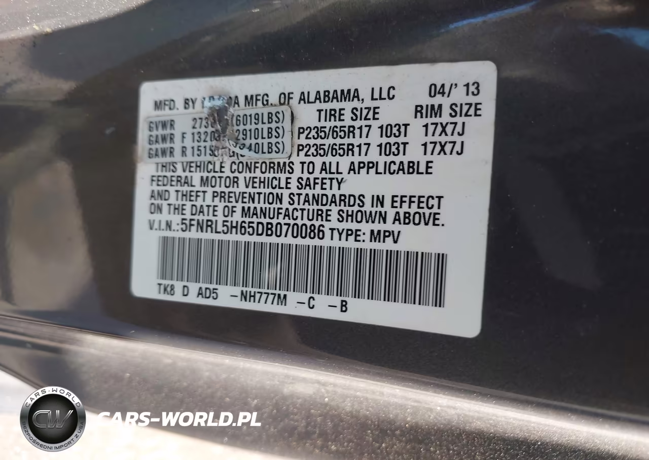 2013 Honda Odyssey Ex-L VIN:5FNRL5H65DB070086 - 9