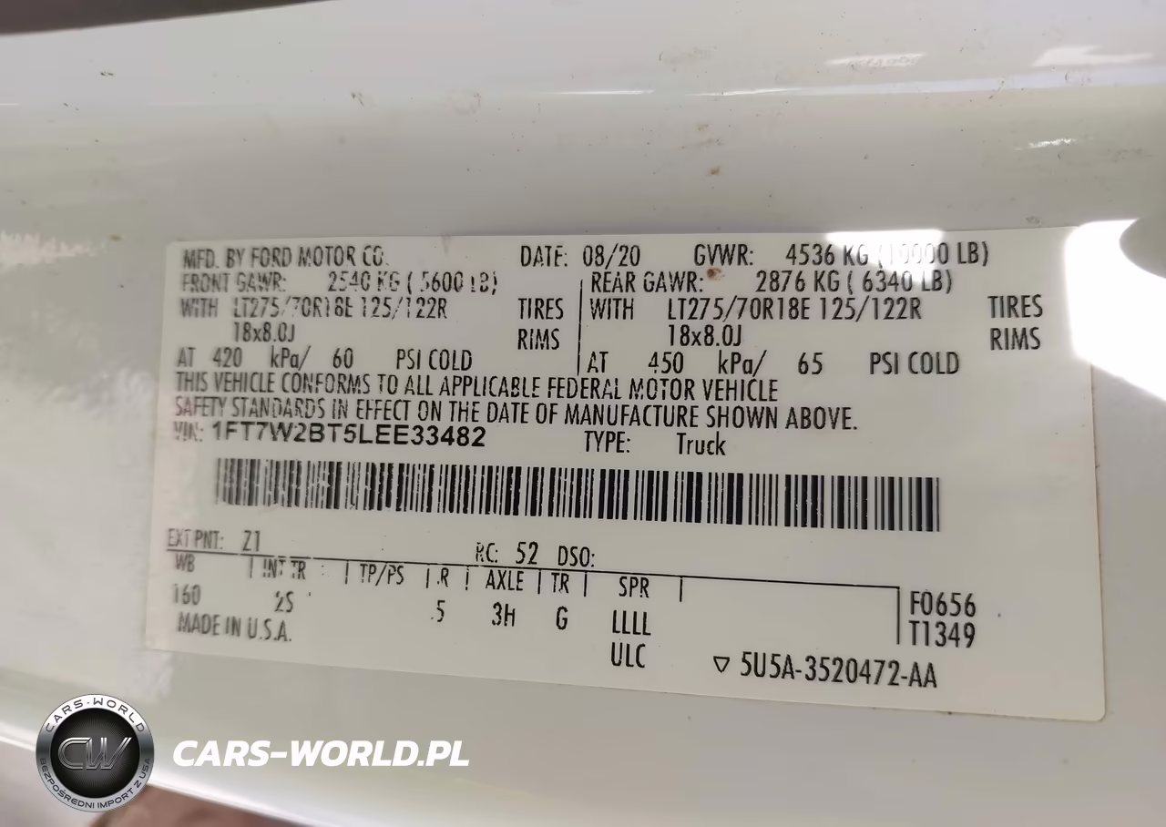2020 Ford F-250 Xlt VIN:1FT7W2BT5LEE33482 - 9