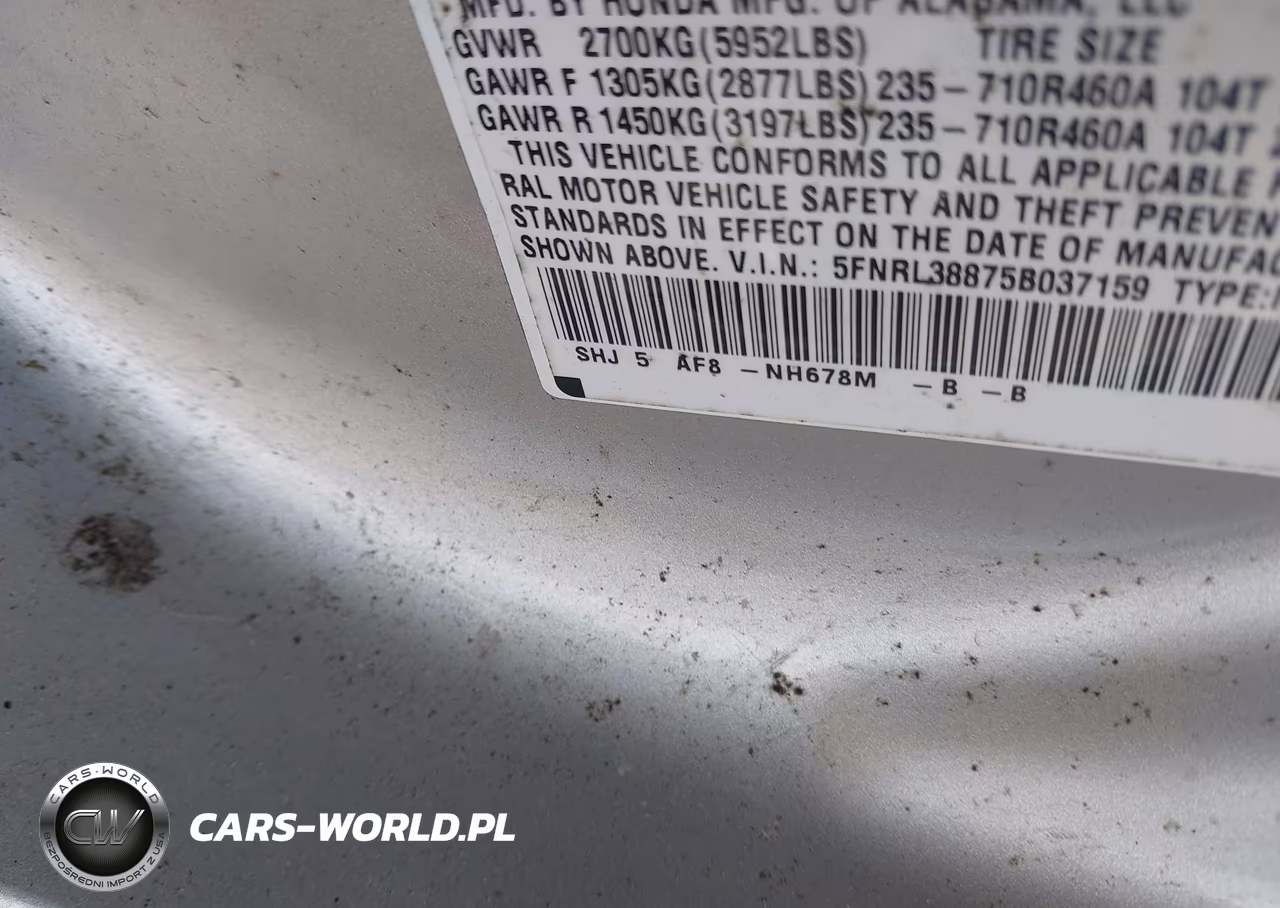2005 Honda Odyssey Touring VIN:5FNRL38875B037159 - 9