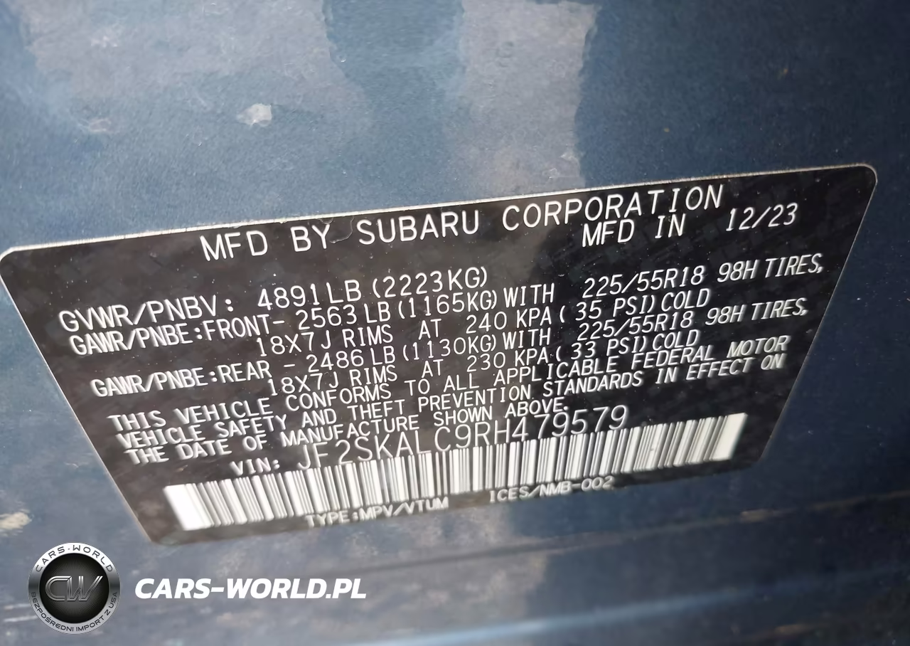 2024 Subaru Forester Limited VIN:JF2SKALC9RH479579 - 9