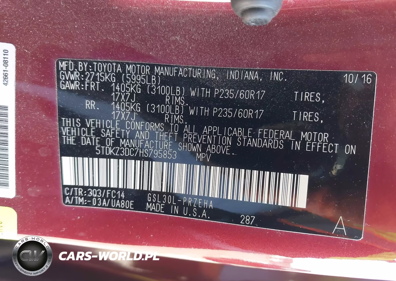2017 Toyota Sienna Le 8 Passenger VIN:5TDKZ3DC7HS795853 - 9