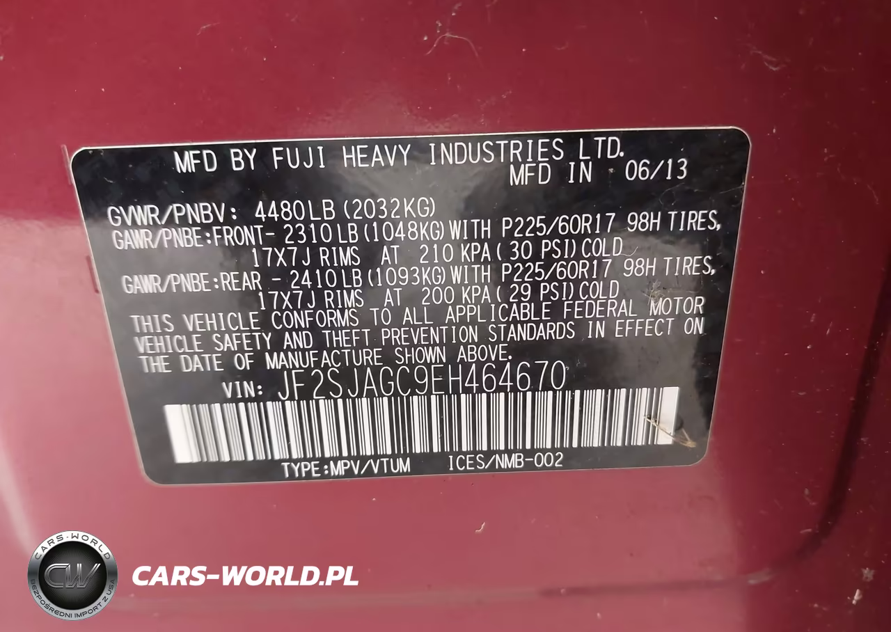 2014 Subaru Forester 2.5I Premium VIN:JF2SJAGC9EH464670 - 9