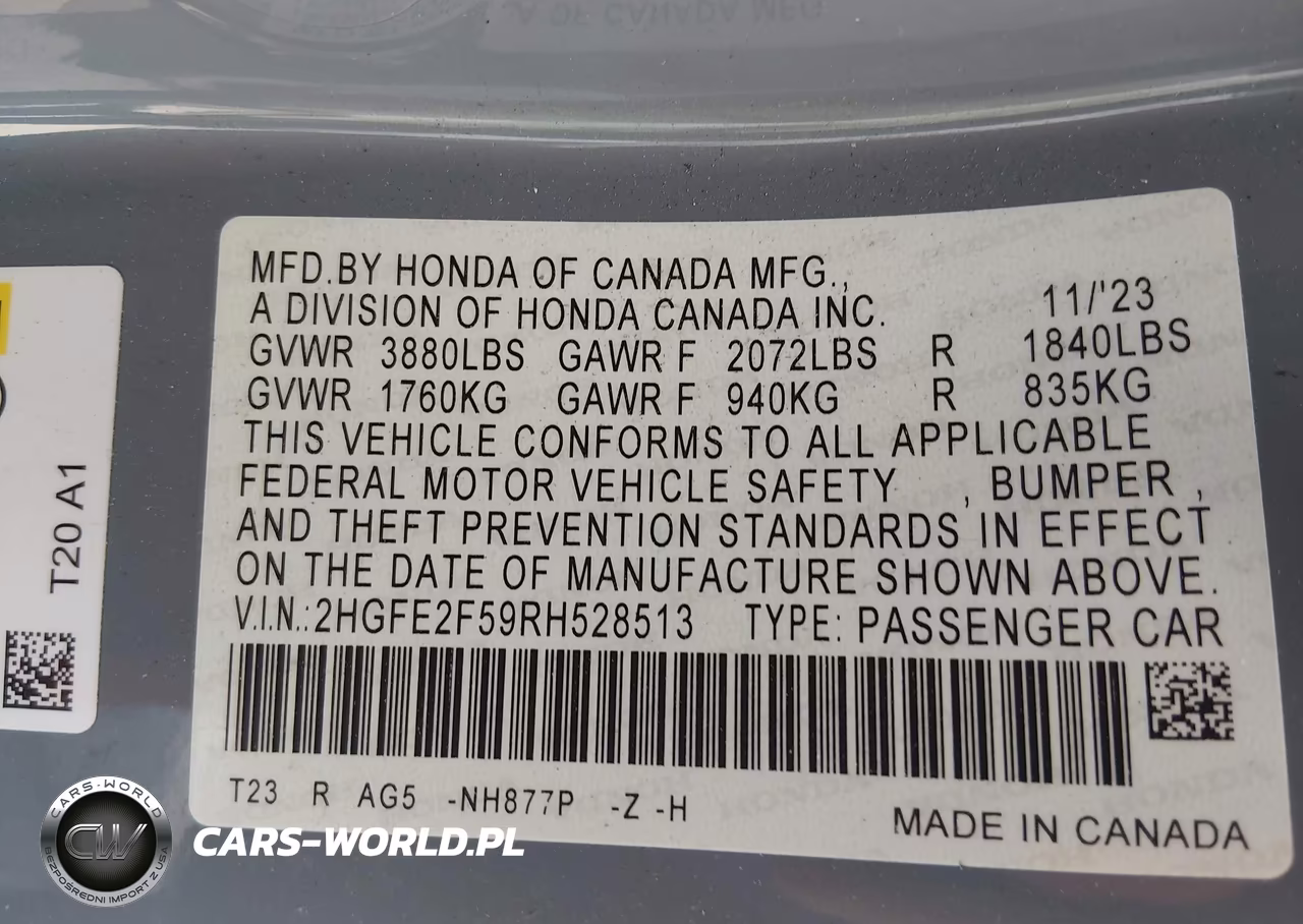 2024 Honda Civic Sport VIN:2HGFE2F59RH528513 - 9