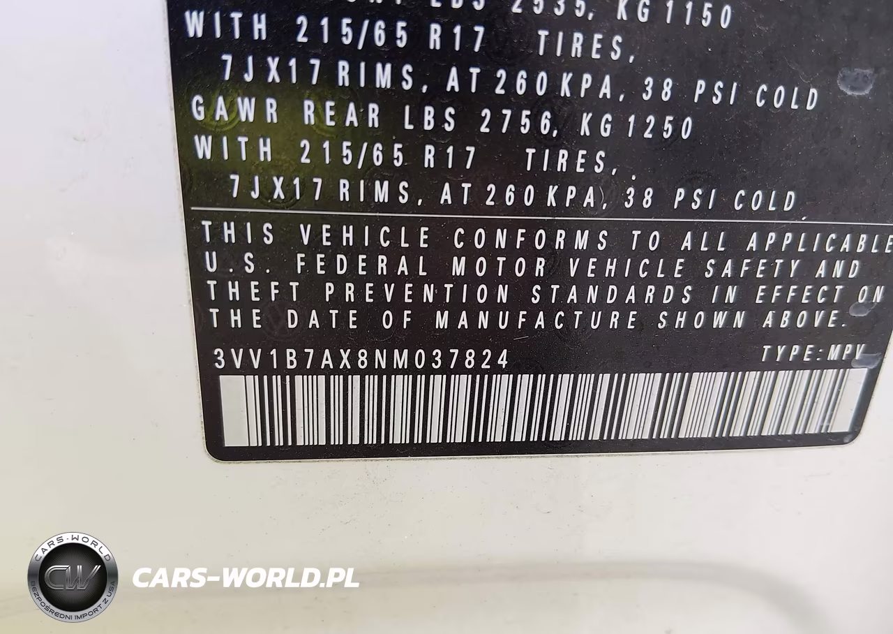 2022 Volkswagen Tiguan 2.0T S VIN:3VV1B7AX8NM037824 - 9