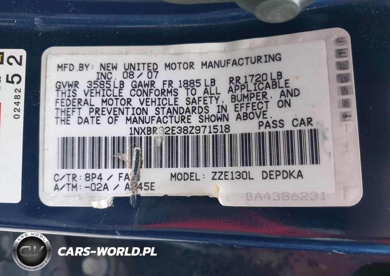 2008 Toyota Corolla Ce VIN:1NXBR32E38Z971518 - 9
