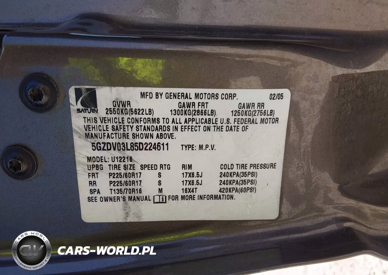 2005 Saturn Relay Fwd VIN:5GZDV03L85D224611 - 9