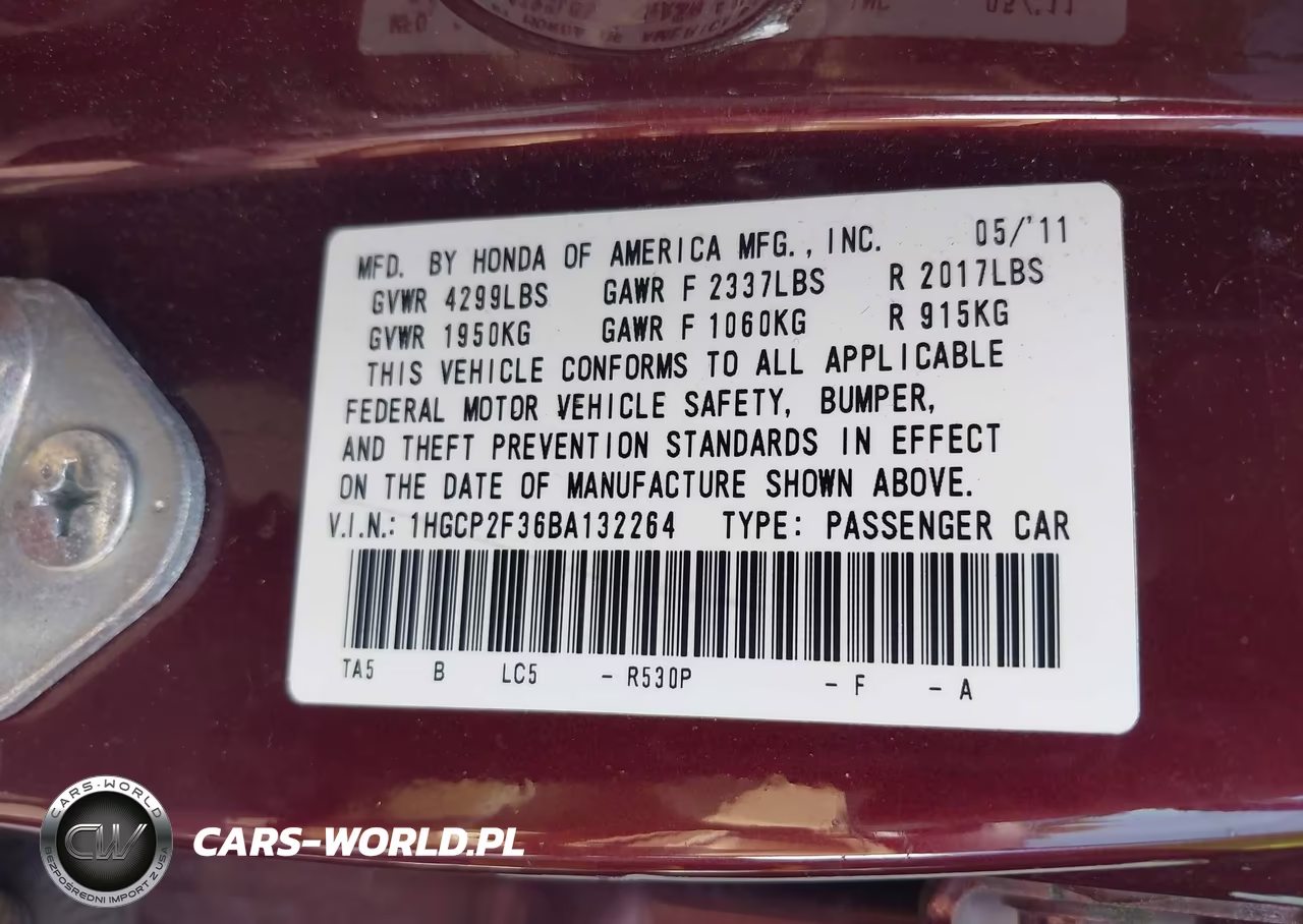 2011 Honda Accord 2.4 Lx VIN:1HGCP2F36BA132264 - 9