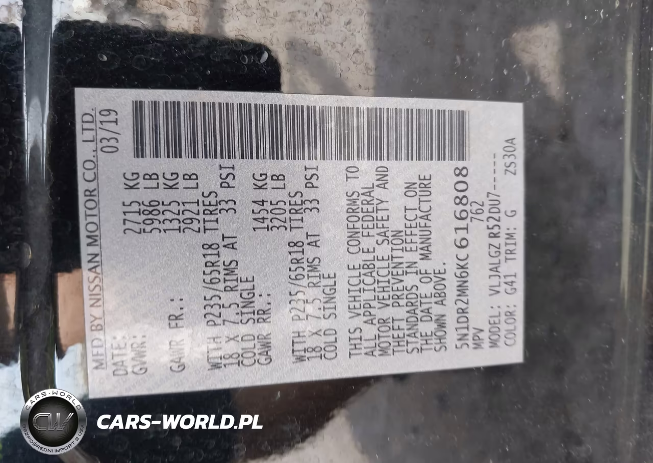 2019 Nissan Pathfinder Sl VIN:5N1DR2MN6KC616808 - 9