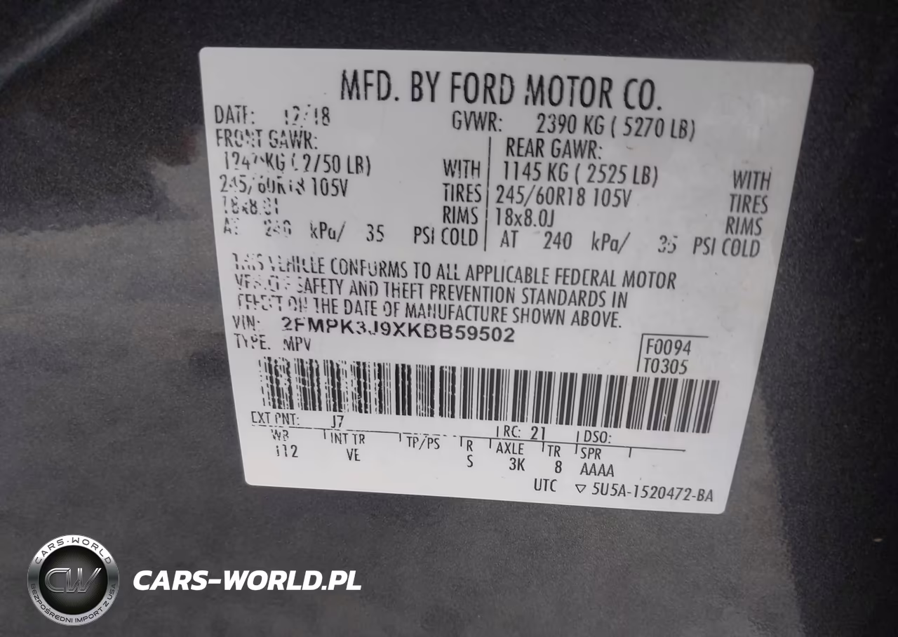 2019 Ford Edge Sel VIN:2FMPK3J9XKBB59502 - 9