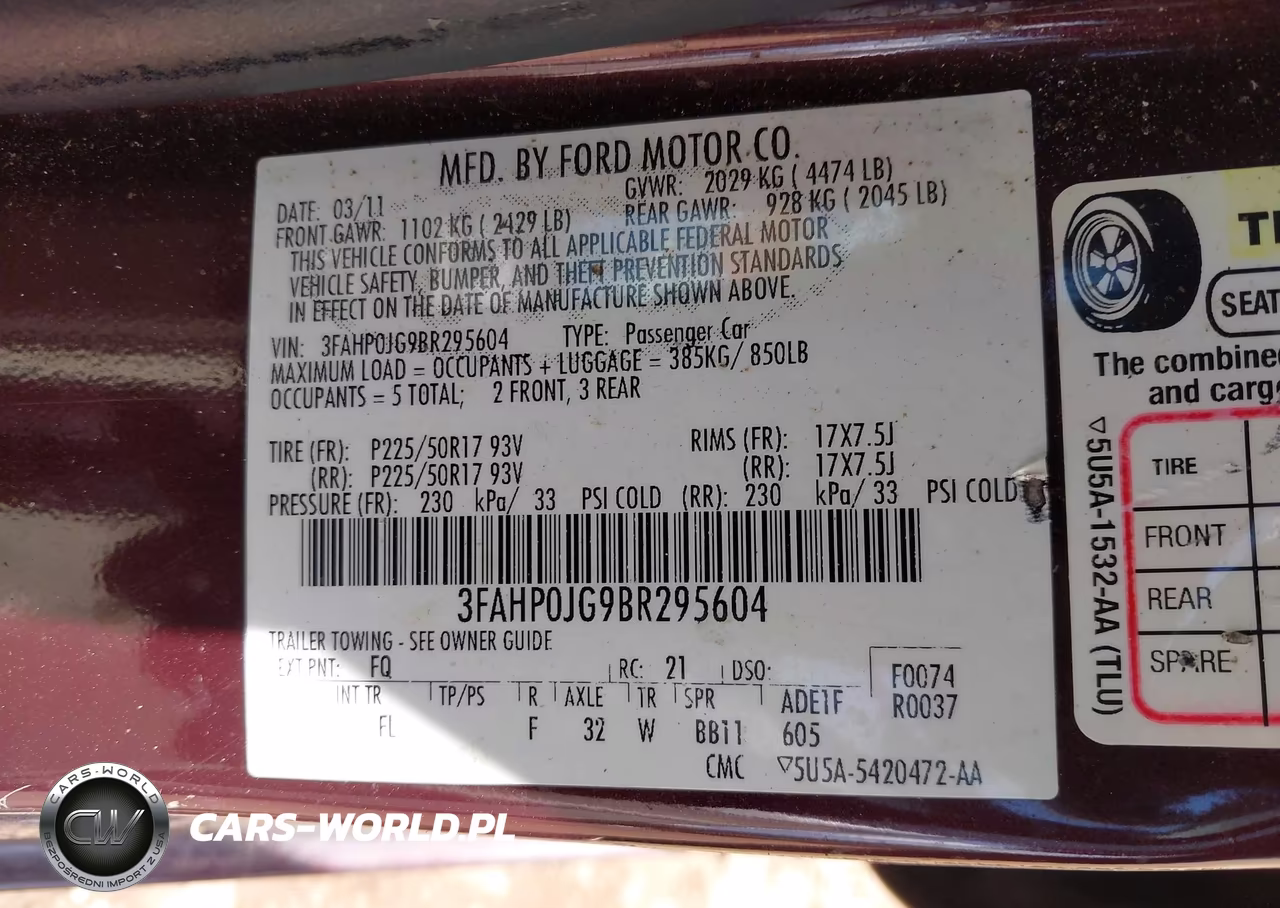 2011 Ford Fusion Sel VIN:3FAHP0JG9BR295604 - 9