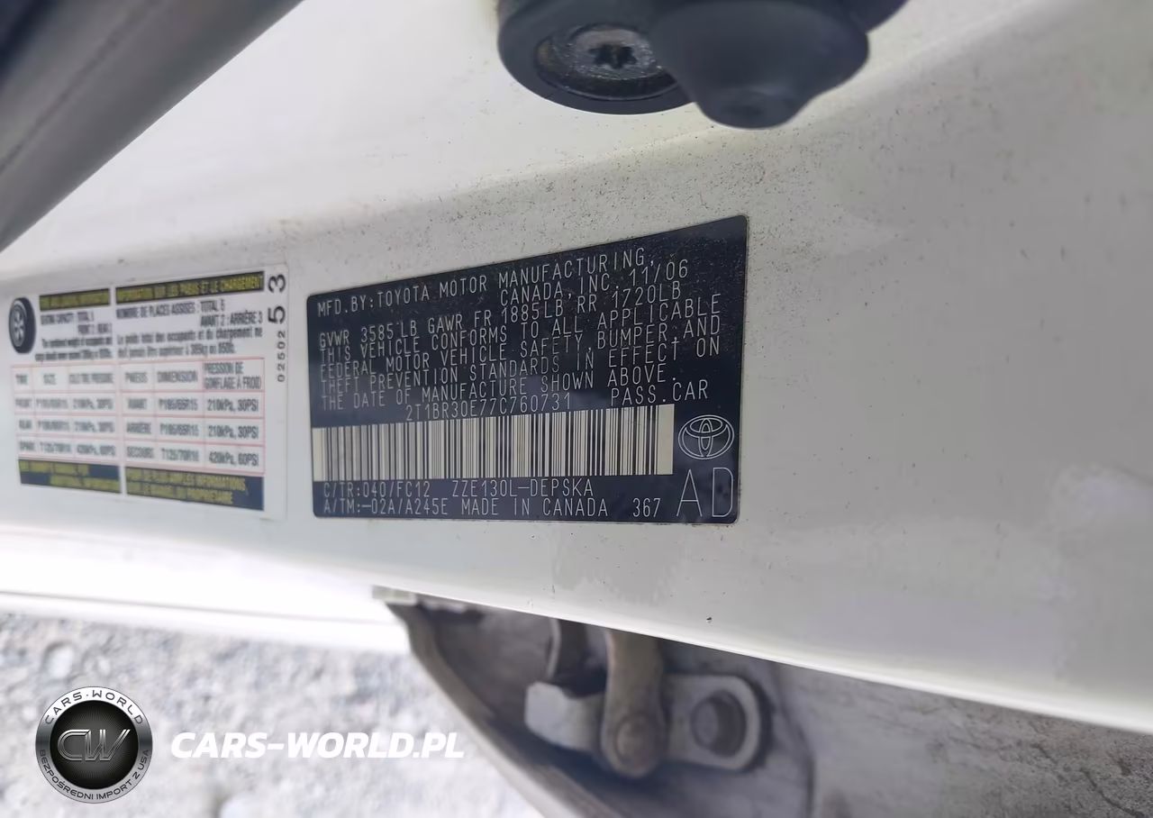 2007 Toyota Corolla S VIN:2T1BR30E77C760731 - 9