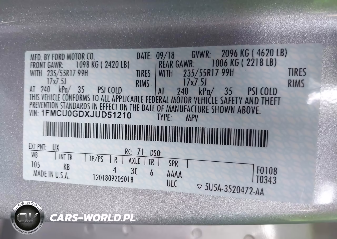 2018 Ford Escape Se VIN:1FMCU0GDXJUD51210 - 9