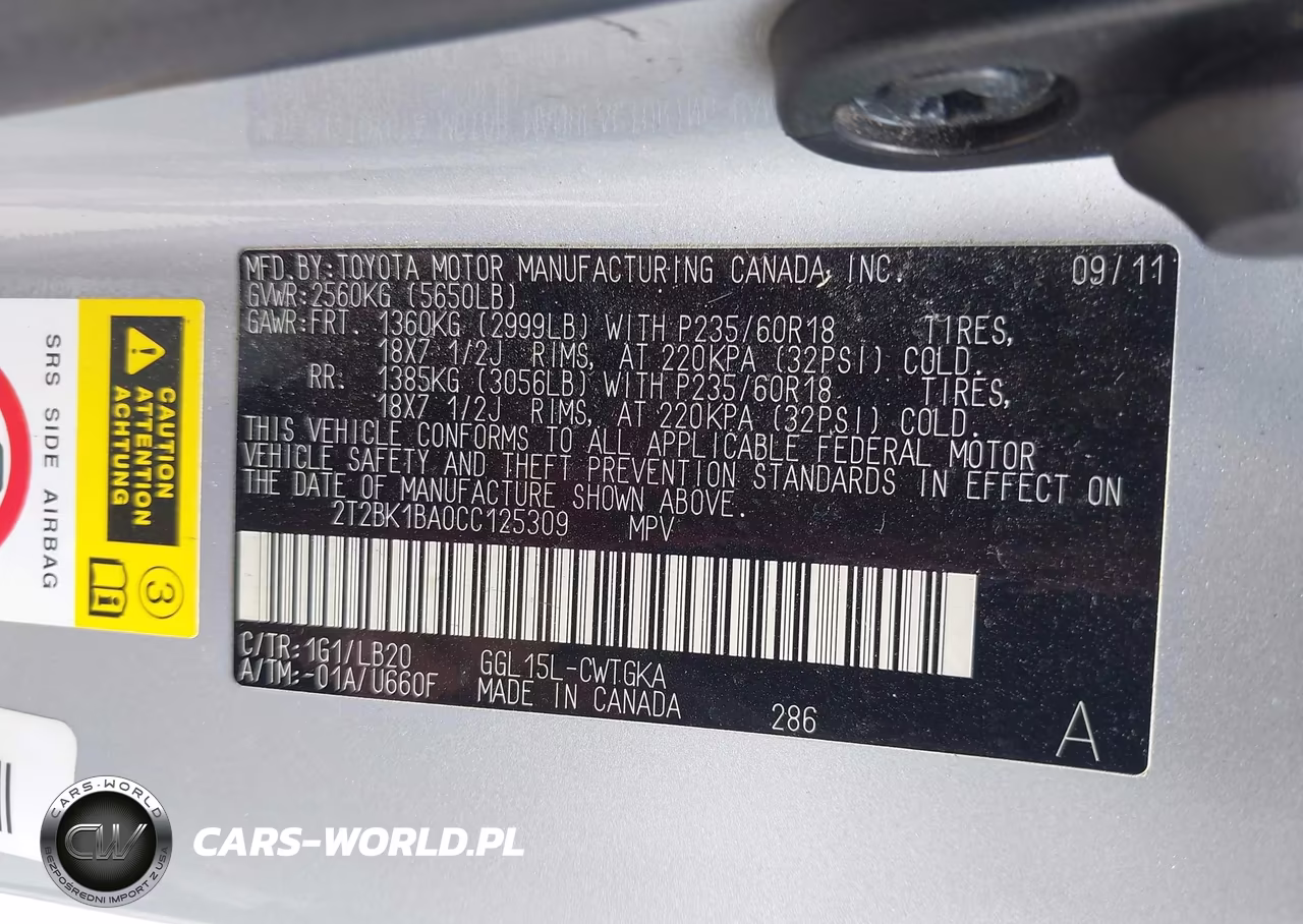 2012 Lexus Rx 350 VIN:2T2BK1BA0CC125309 - 9