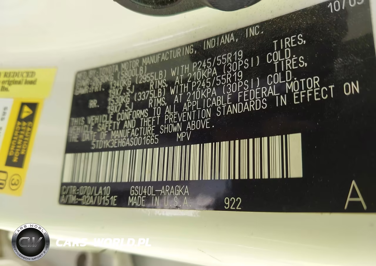 2010 Toyota Highlander Limited V6 VIN:5TDYK3EH6AS001665 - 9