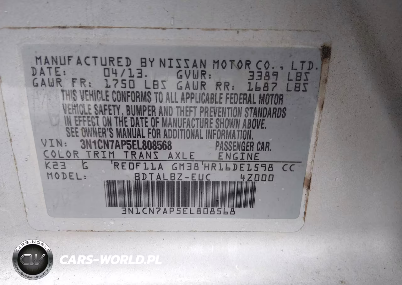 2014 Nissan Versa 1.6 Sv VIN:3N1CN7AP5EL808568 - 9