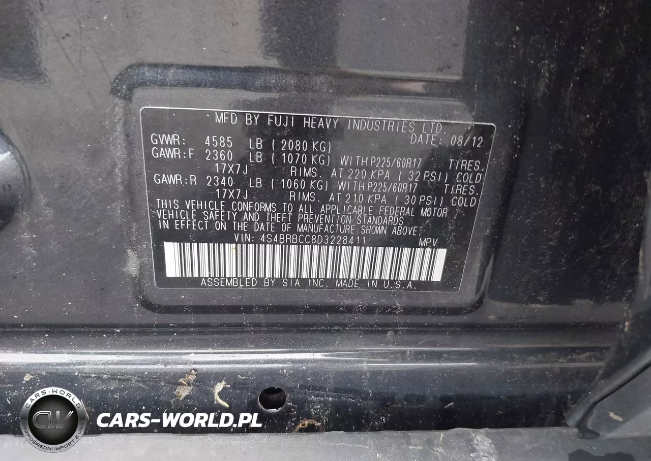 2013 Subaru Outback 2.5I Premium VIN:4S4BRBCC8D3228411 - 9