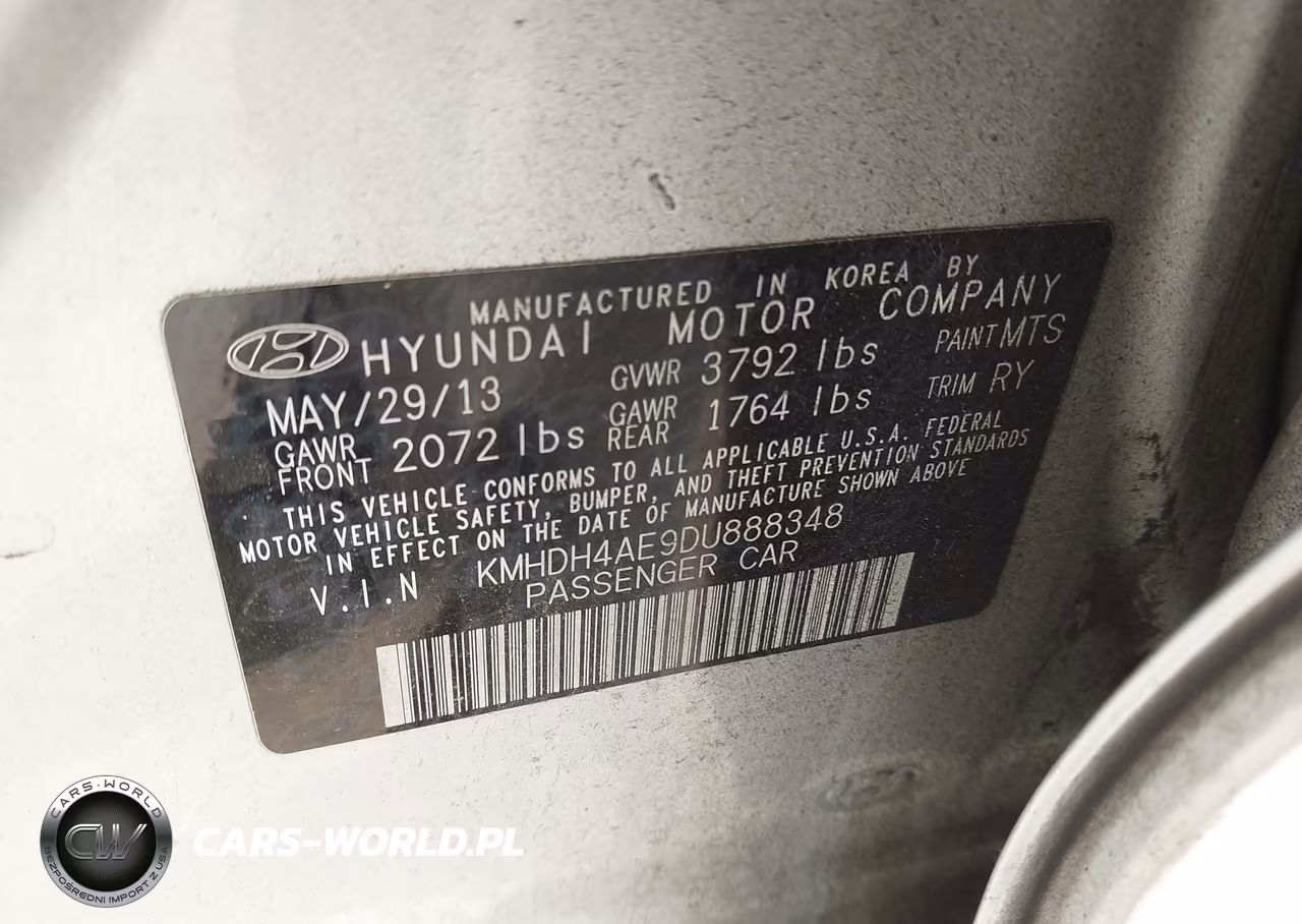 2013 Hyundai Elantra Limited VIN:KMHDH4AE9DU888348 - 9