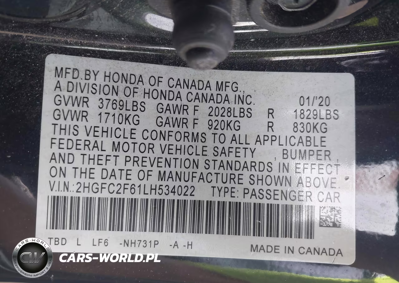 2020 Honda Civic Lx VIN:2HGFC2F61LH534022 - 9