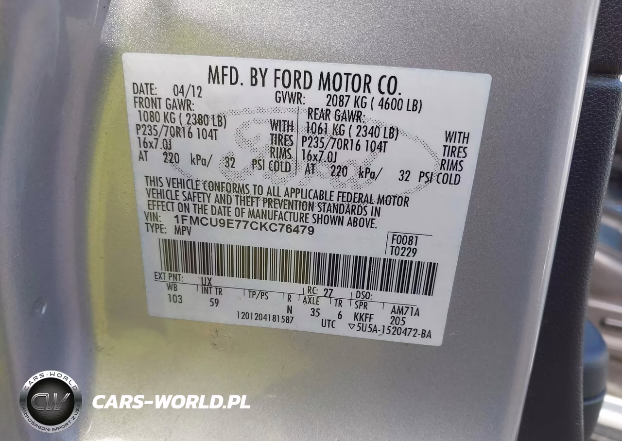 2012 Ford Escape Limited VIN:1FMCU9E77CKC76479 - 9