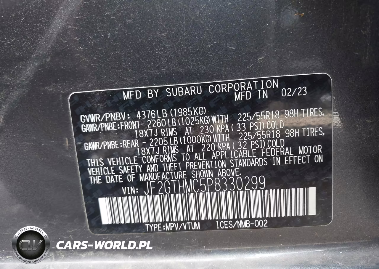 2023 Subaru Crosstrek Limited VIN:JF2GTHMC5P8330299 - 9