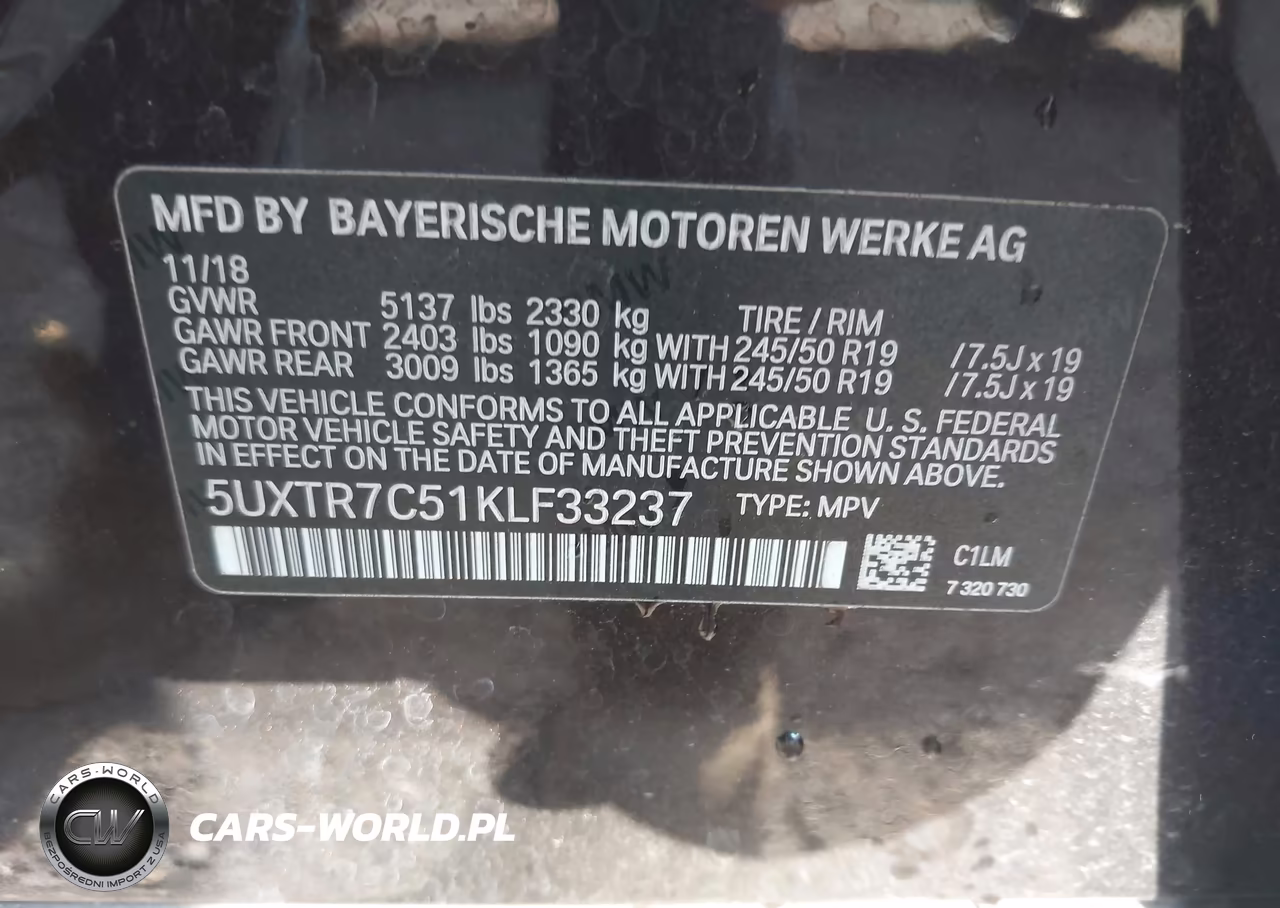 2019 BMW X3 Sdrive30I VIN:5UXTR7C51KLF33237 - 9