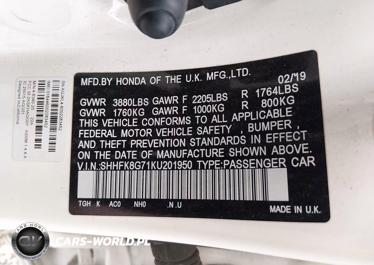 2019 Honda Civic Type R Touring VIN:SHHFK8G71KU201950 - 9