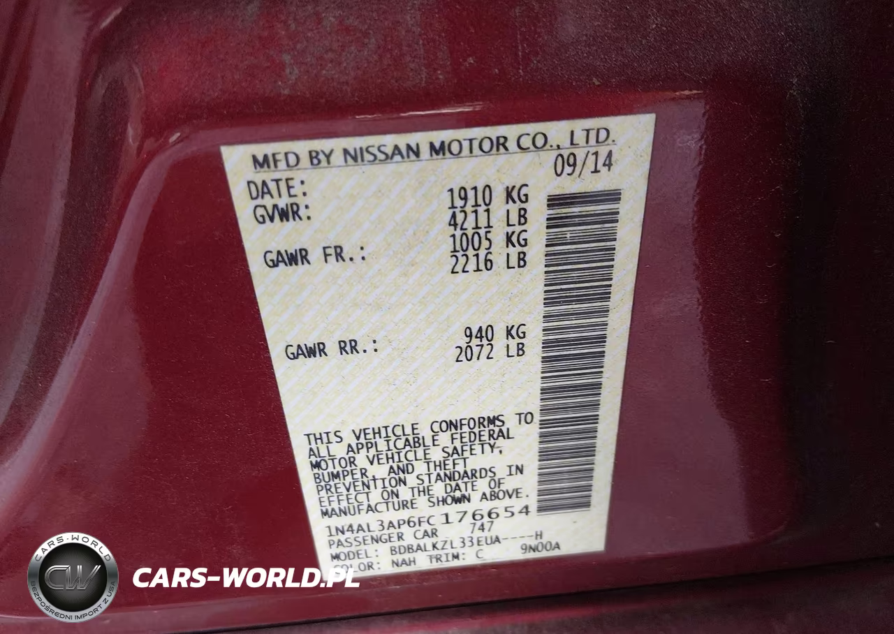 2015 Nissan Altima 2.5 Sv VIN:1N4AL3AP6FC176654 - 9