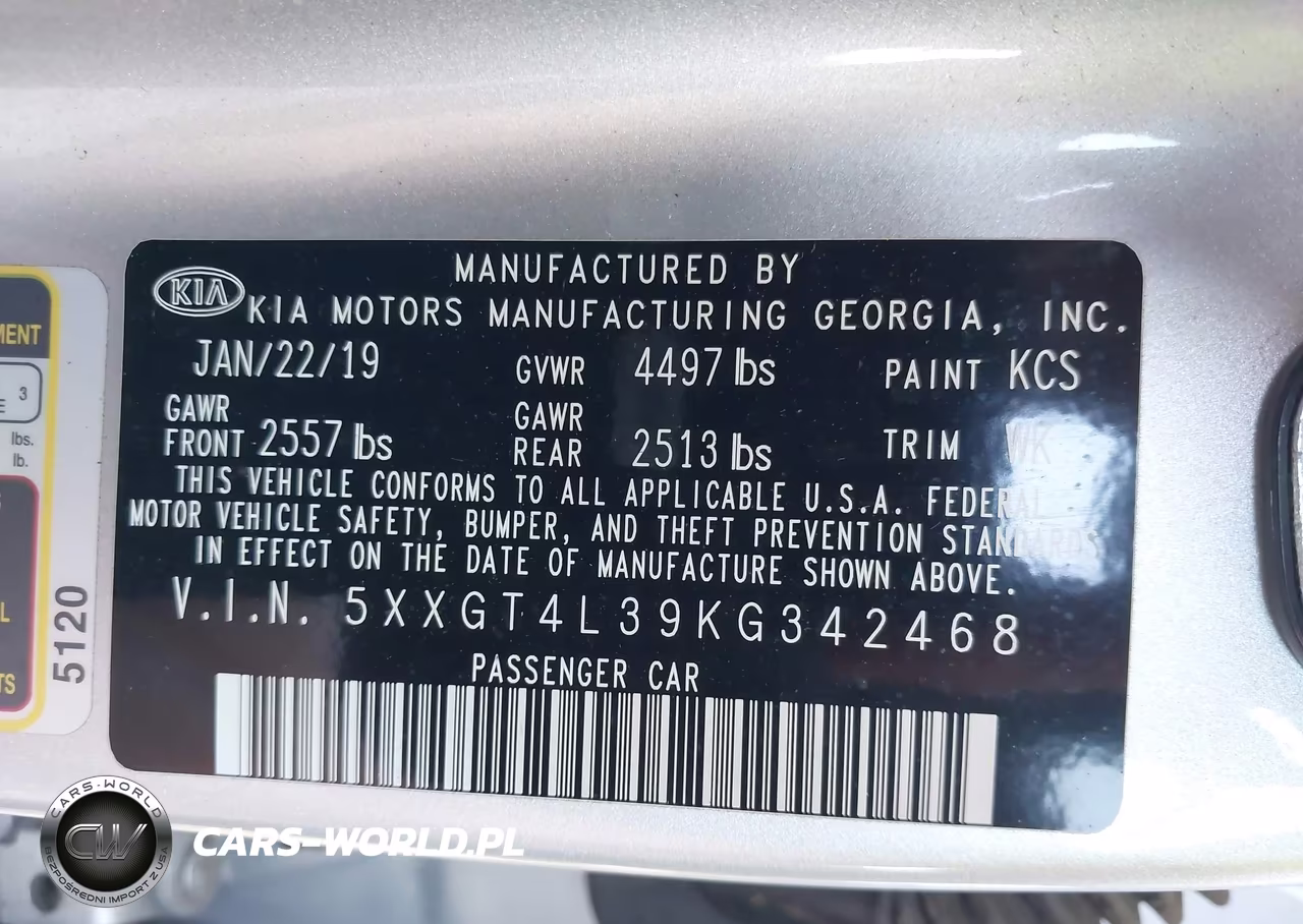 2019 Kia Optima Lx VIN:5XXGT4L39KG342468 - 9