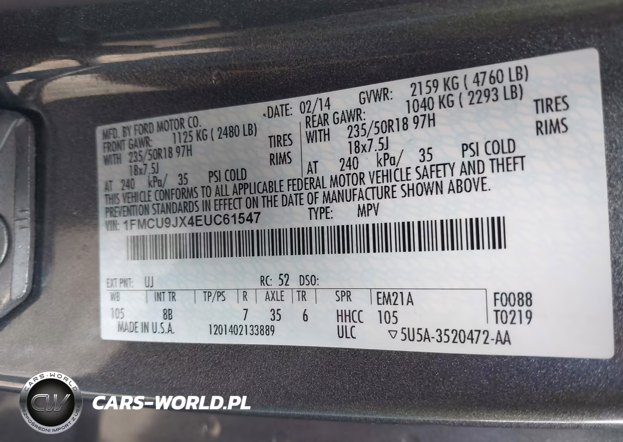 2014 Ford Escape Titanium VIN:1FMCU9JX4EUC61547 - 9