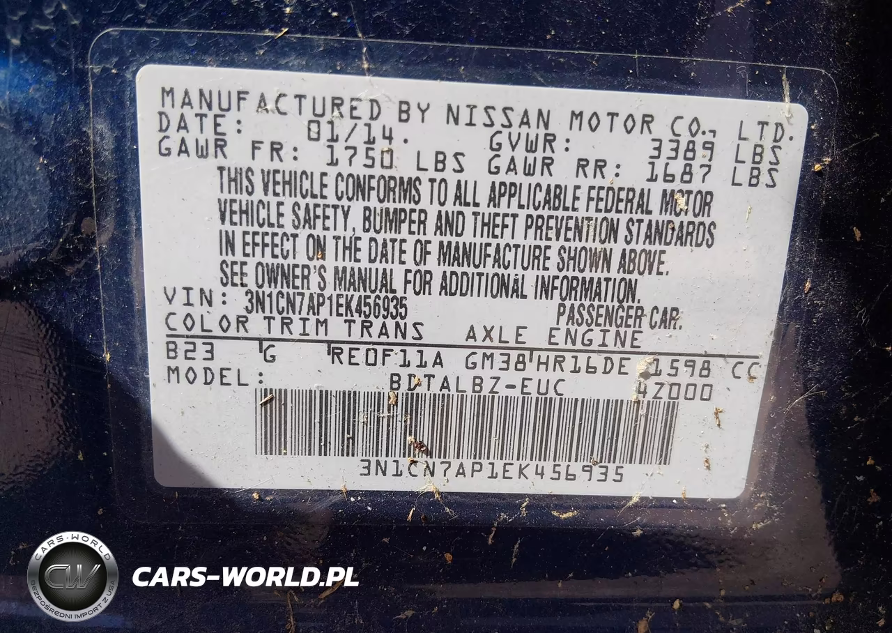 2014 Nissan Versa 1.6 Sv VIN:3N1CN7AP1EK456935 - 9